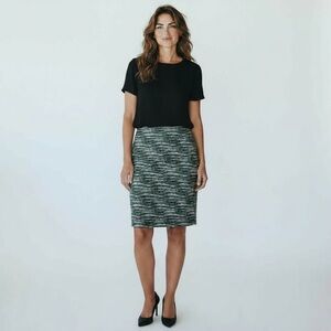 The Limited Green and Black Striped Pencil Skirt